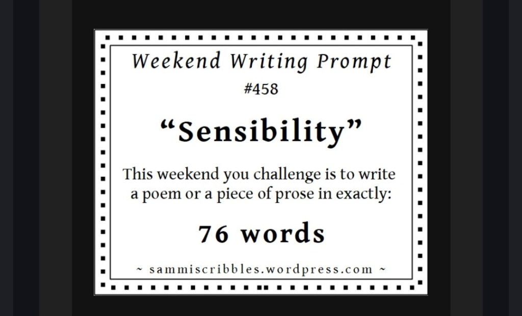 Weekend Writing Prompt #458 – “Sensibility”&nbsp;✨